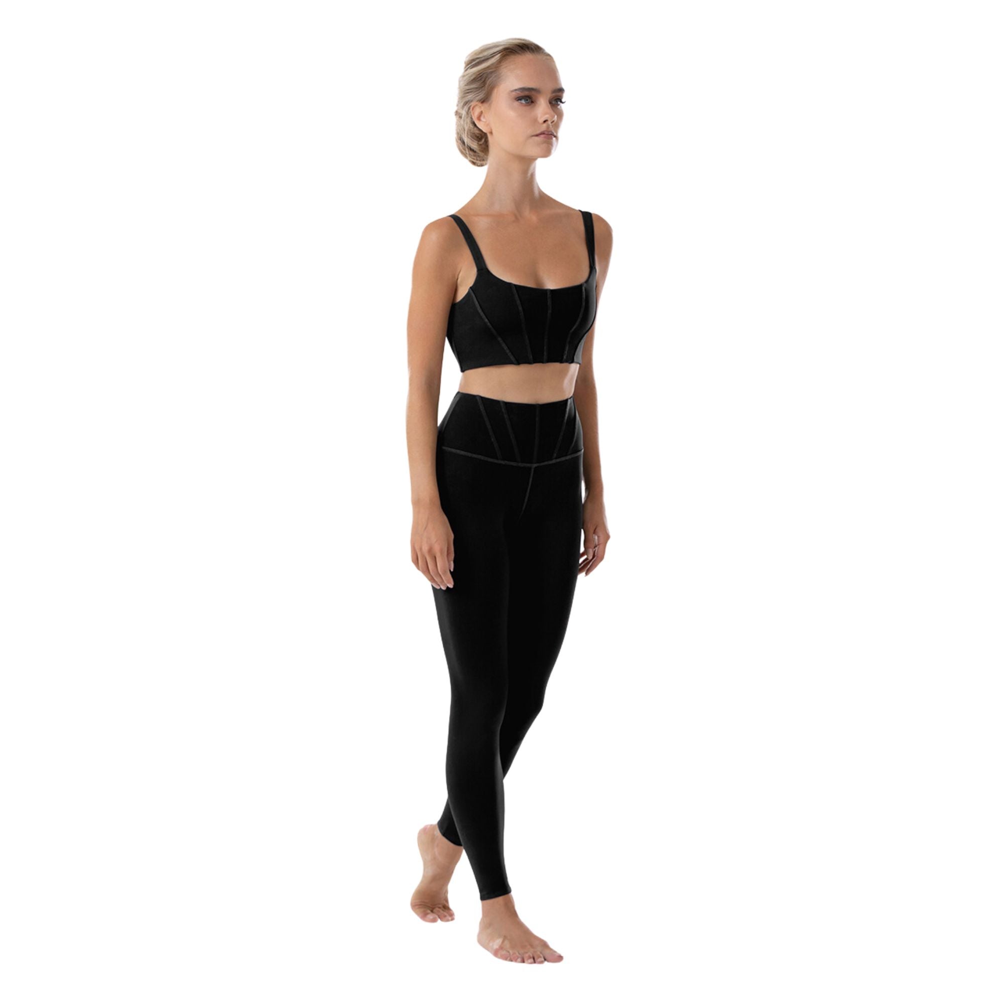 Bloch Z4113 Ladies Wide Strap Cami Crop Top Black Front